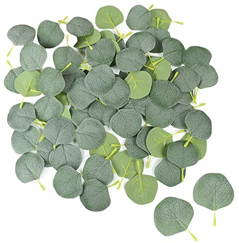 Zasvec Künstliche Eukalyptus Blätter 200 Stück in Grün - Seidenblätter Gefälschtes Laub für Girlande Party Hochzeit Decor