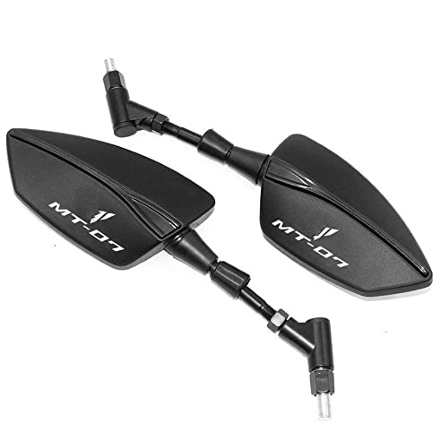 COGNOO Motorrad Lenkerendenspiegel Für Y&amaha MT-07 MT 07 Mt07 FZ07 2014-2022 2020 2019 2020 2021 MT07 Motorrad Rückspiegel Universal 8MM 10MM Motorrad Rückspiegel(Black)