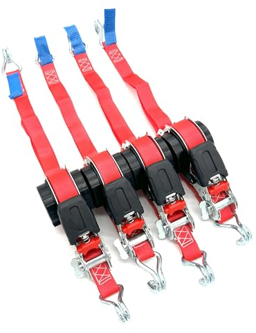 4 Stück Automatik Zurrgurt Spanngurt mit Spitzhaken 5,0 m x 25 mm 350/700 daN