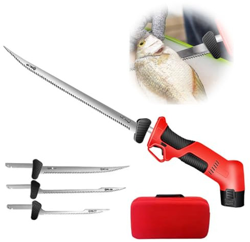 Cuchillo De Trinchar Eléctrico, Cuchillo Rebanador Recargable Inalámbrico Portátil, con 4 Cuchillas De Acero con Alto Contenido De Carbono, con Botón De Seguridad para Rebanar Pescado, Jamón