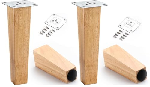 4 Stück Möbelfüße Holz,Konisch Schrankfüße Eckig Couch Schrankbeine Massiv Gummiholz Beine Moderne Stützfüße für Sofa Couchtisch Schrank Couch Stuhl (30cm(11.8in))