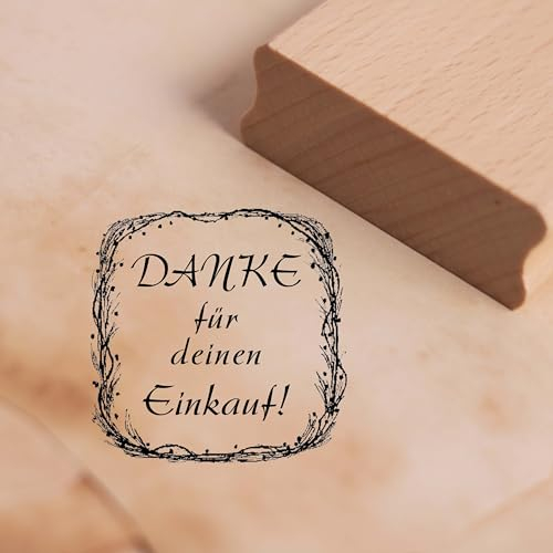 Motivstempel Danke für deinen Einkauf Rahmen - Stempel Holzstempel 48 x 48 mm