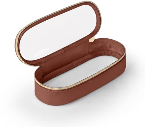 Soimeat Klar makeupborsthållare för resor, makeupborste, toalettväska, bärbar kosmetisk borstfodral, transparent vattentät makeupborste förvaringsväska, Brun, S, Klar resesminkväska
