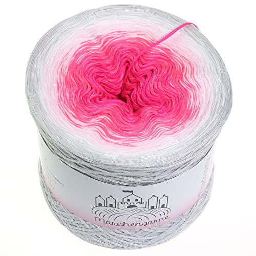 Farbverlaufsgarn Bobbel 200g - 760m 4Fädig Wolle Strickwolle Häkeln bubble (Poppy - Hellgrau außen)