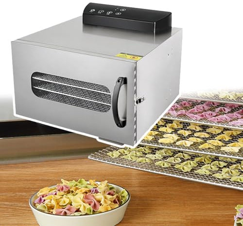 Deshidratador de alimentos y frutas de 400 W, liofilizador doméstico, rango de tiempo: 0-24 H + rango de control de temperatura: 35-90 ° C, secado: 30 min/tiempo + panel de operación inteligente, 6