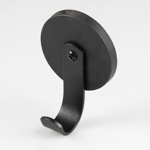 Magna-C® Magnethaken mit gummierter Hülle | matt-schwarz | mit Metallhaken | Neodym-Hakenmagnet für Camping, Haushalt und Werkstatt extrem Haftstark (Ø66mm)