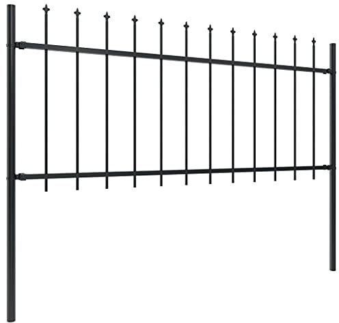 Schafzaun Sichtschutz Zaun Bauzaun Sichtschutz Hasengitter - Gartenzaun mit Speerspitzen Stahl 11,9 x 0,8 m Schwarz für Bauernhof Garten Camping Höfe