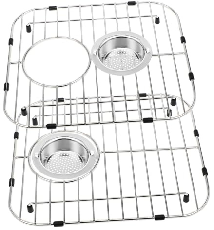 UKCOCO 2pcs Stainless Steel Kitchen Sink Grates Protective Bottom for Drying Dishes Extra Storage Filtration Versatile Design for Kitchen Laundry Use