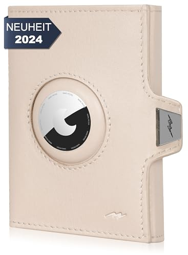 Marc Peter® Jupiter Airtag Echtleder Geldbörse mit Münzfach | Kleines Airtag Portemonnaie für Herren mit RFID | Apple Airtag Mini Geldbörse für Männer | Kreditkartenetui für bis zu 11 Karten Rosa