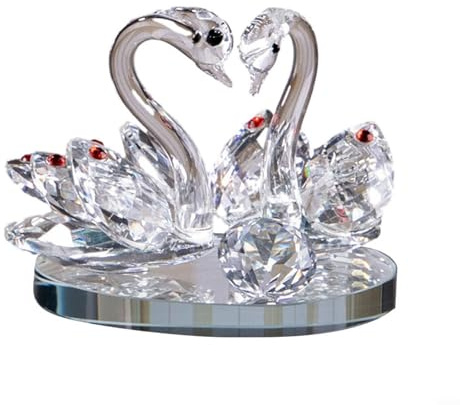 HomeVortex For Crystal Blue Swans Ornaments Gifts Wedding Anniversary, Desktop Figurine for SCULPTURE, Glass for SWAN Decorative Ornaments(white)
