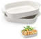 Lot de 2 plats à gratin rectangulaires en céramique - 23,2 x 14,2 x 4,5 cm - Avec poignée - Plat à four rectangulaire en céramique - Pour lasagnes, tiramisu et cocotte (blanc)