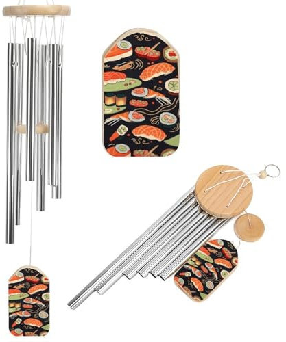 Carillon éolien japonais en forme de crevettes pour extérieur/intérieur - 52,1 cm - Grand carillon commémoratif en aluminium - Décoration d'intérieur et d'extérieur pour terrasse, porche, jardin et