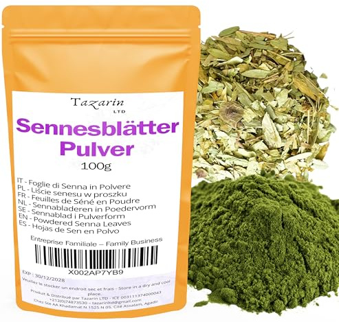 100 g Sennesblätter-Pulver | Gemahlenes Senna Alexandrina | 100 % natürlich, rein, höchste Qualität – ohne Zusatzstoffe – TazarinLtd