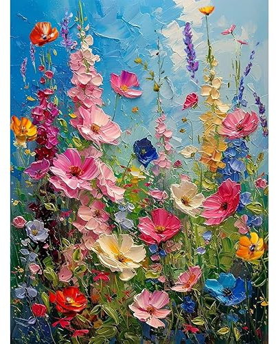 Hongyrjy Wild Flowers Paint by Numbers for Adults-Painting Kits for Adults,Flowers Paint by Number Canvas,Perfect for Gifts and Home Wall Decor 12x16in
