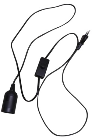 HOMSFOU Douille De Lampe E27 Avec Interrupteur, Plastique, Cordon 1,8 M, Norme Européenne Ac220, Pour Éclairage Intérieur Domestique, Bureau Ou Atelier, Câble Pré-câblé