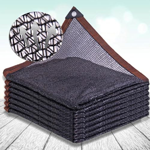 Rete parasole in HDPE 50% 60% tessuto ombreggiante, rete di protezione della privacy nera con occhielli per uso esterno, tappeto traspirante per tenda da sole, 4 m x 4 m