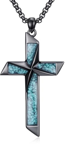 YEESIA Kreuz-Halskette, 925er Sterlingsilber, schwarzes Kreuz-Anhänger, Vintage-Halskette, christlicher Schmuck, Geschenke für Frauen