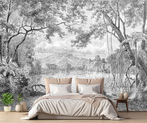 Carta Da Parati 3D Albero Bianco E Nero Retro 350x250cm Fotomurali Decorazione Muro Poster Gigante Design Murali -ZXCHEE-MZ02274