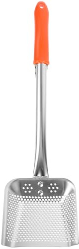 Stainless Steel Square Colander Scoop for Frying and Serving | Silver Finish, Reusable Lightweight Build, Mess Reducing Design, Not Easy to Deform, Kitchen Use
