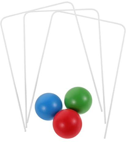 ABOOFAN Krocket-Spiel für Jungen, Mädchen, komplett aus Holz, Wicket-Set, Metalldraht, Bälle, bunt, rot, blau, grün, Spielzubehör für den Außenbereich, für Garten, Rasen und Familienhof