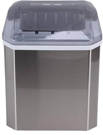 VBESTLIFE Máquina para Hacer Hielo en Encimera, Portátil, Pequeña, de Acero Inoxidable, con una Sola Tecla, Silenciosa, Automática, para el Hogar, Cocina, Bar, Fiesta, Camping (Enchufe europeo 220V)