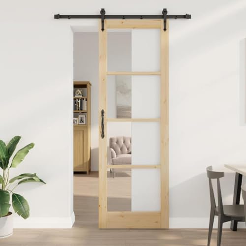 Innentüren Komplettset Falttüren,Schiebetür Braun 78 x 232 cm Holz und Metall,Zimmertür für Wohnzimmer,Büros,Kliniken