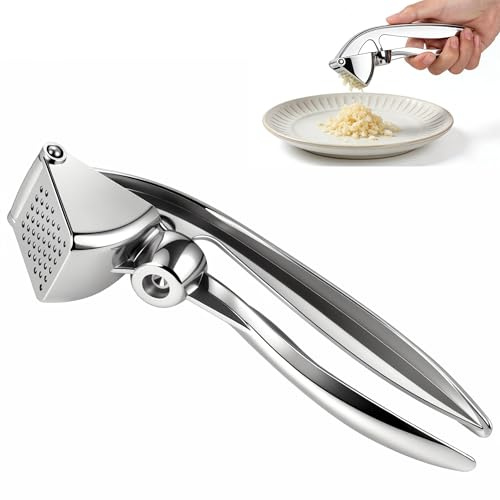 Premium Garlic Press, Heavy Duty Mincer Easy-to-Clean Crusher | Effortless Peeling and Crushing, Dishwasher Safe, Durable Metal, Dishwasher Safe