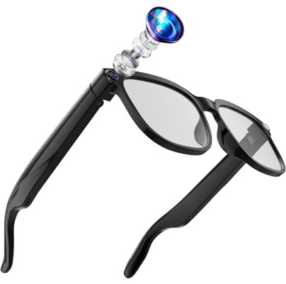 AHENOD Gafas Inteligentes con IA de 32 GB, Gafas con Cámara Antivibración de 8MP, Compatibles con Grabación de Vídeo, Traducción en Tiempo Real/Reconocimiento de Lentes GPT, Lentes fotocromáticas