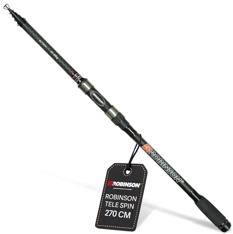 Robinson Angelrute | Teleskoprute Karbon, leicht & kompaktes Transportmaß | Leichtes Karbonblank · Robuste Ringe · Rutschfester Rollenhalter · Leicht & widerstandsfähig