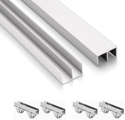 Double Track Sliding Door, 6mm Acrylic Glass Track, Aluminum Alloy Slide Pulley Guide Rail for Cabinets and Wardrobes