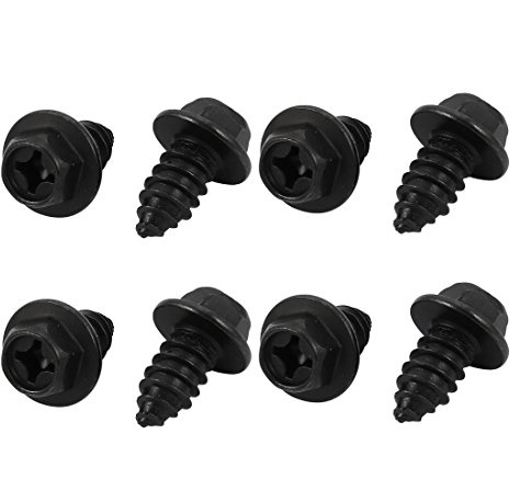 Sourcingmap M8x20mm Iron Zinc Plated Self-Tapping Hex Flange Phillips Drive Blot Screw 8pcs