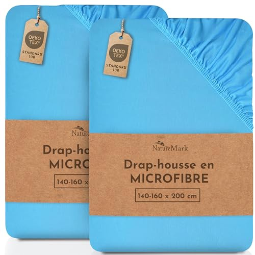 NatureMark Mikrofaser SPANNBETTLAKEN 2er Pack zum Sparpreis! viele Größen und Farben Markenware (Bettlaken 140 x 200 cm - 160 x 200 cm - Türkis)