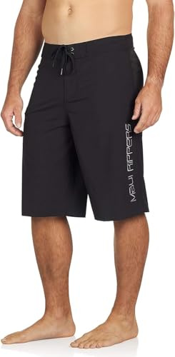 Maui Rippers Very Long Core 4 Way Stretch Boardshorts 24 Inch Outseam (Black, 33)