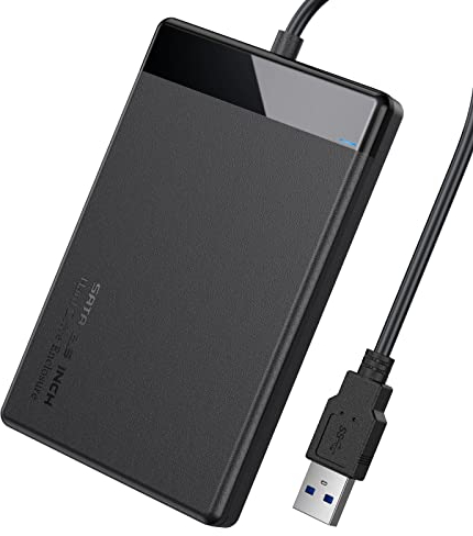 EasyULT USB 3.0 Boitier Disque Dur Externe 2.5'', Boîtier Externe UASP 5Gbps 6TB Max pour SATA III II I HDD SSD 7mm 9.5mm , sans Outil, Supporte Windows Mac OS Linux (Noir)