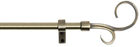 Barra de Cortina extensible de 19/16mm de diámetro, de metal, decorativa y moderna. Ideal para cortinas del dormitorio, salón (110 a 200 cm, Doble Báculo Bronce)