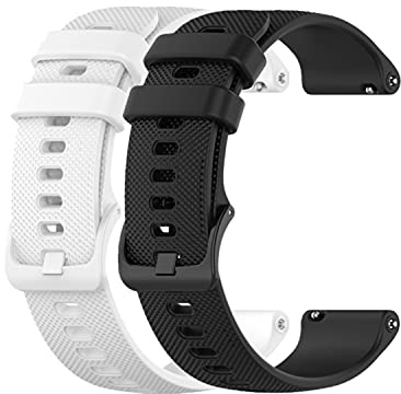 Huwokxix 18mm Armband Kompatibel mit Garmin Vivoactive 4S, Verstellbares Silikon Uhrenarmband Sport Ersatzband für Garmin Vivoactive 4S (Weiß + Schwarz)
