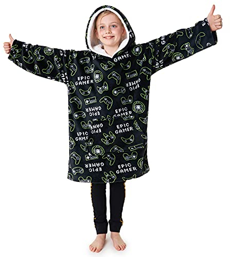 CityComfort Sudadera Niño Divertida - Sudadera Manta para Niños (Negro)