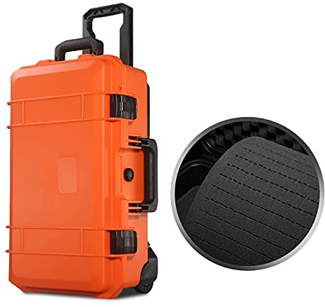 Werkzeugbox Werkzeugkasten Harte Werkzeugkasten mit Rädern und Griff großer Koffer mit Schaumstoffabschnitt for Präzisionsgeräte Instrument Multi-Color Werkzeugkoffer (Color : Oranje, Size : A)