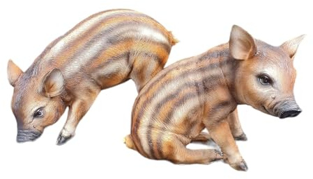 Aspinaworld Wildschwein Gartenfigur 14 cm – Tierfiguren aus Kunstharz im 2er Set für den Außenbereich