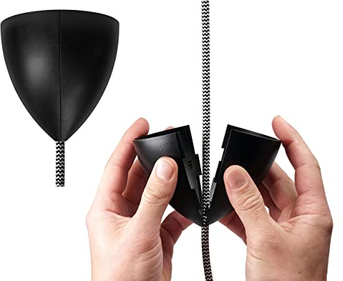 TBI Deckenbaldachin zweiteilig | Einfache Montage ohne Werkzeug | Design Baldachin schwarz | Deckenrosette groß Ø 9 cm aus Kunststoff zur Lampenaufhängung