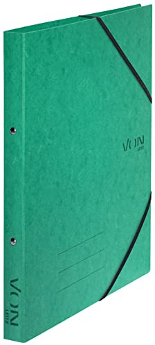 VON Leitz Ringbuch A4, Karton, Mit 2 Ringen und Gummibandverschluss, 25 mm Rückenbreite, Für 140 Blatt, Ringmechanik, Für Schule, Studium & Zuhause, 5 Stück, Grün, 30120055