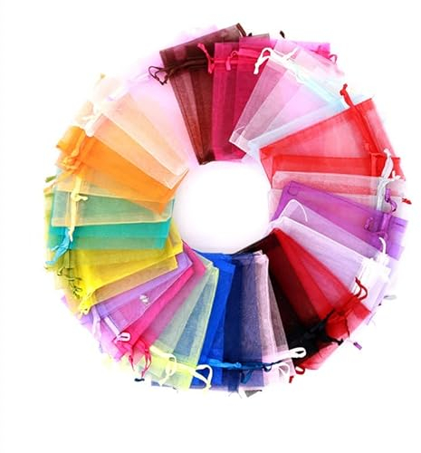 NBFBA 10 x 15CM Organzasäckchen 100 Stück Bunt Schmuckbeutel, Hochzeit Säckchen, Lavendelsäckchen, Geschenkbeutel