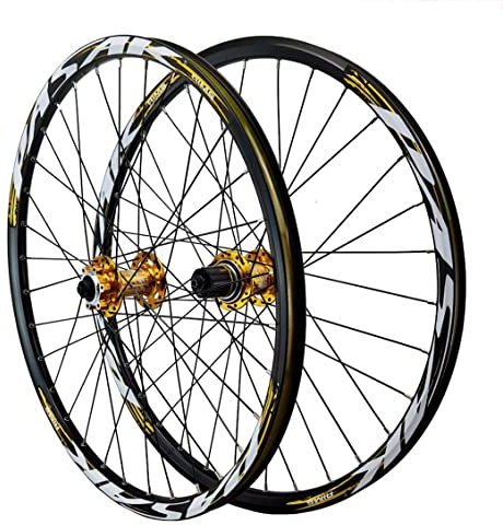 Mountainbike Laufräder, 24 Zoll Fahrrad Laufradsatz Doppelwandige Aluminiumlegierung MTB-Felge Scheibenbremse Schnelle Veröffentlichung 32 Loch 8 9 10 11 12 Speed (Color : Gold, Size : 24 inch)