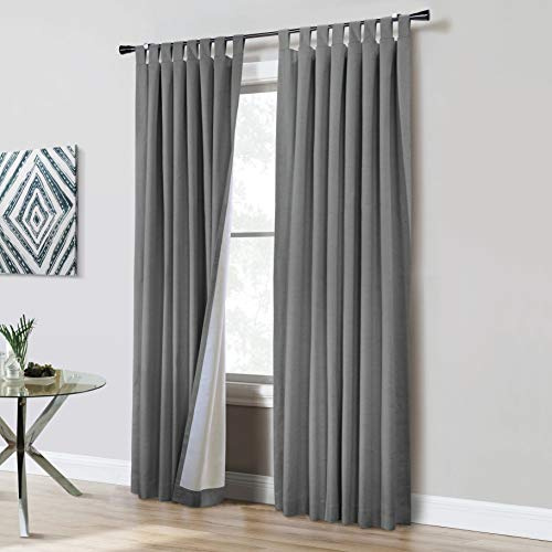 Vienna Total Blackout Foamback Tab Top Curtain Panel Pair Each 52 x 63 in Dark Grey