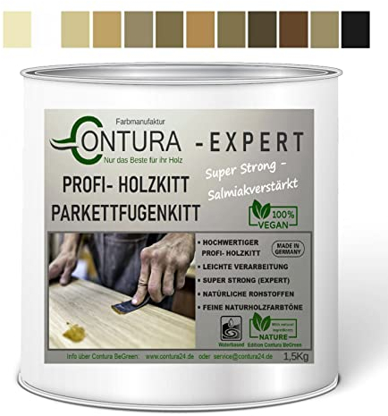 Contura 1,5 Kg. Holzkitt Parkett Fugenkitt Spachtelmasse Kitt Holz Spachtel Holzpaste Knetholz (10 Buche)