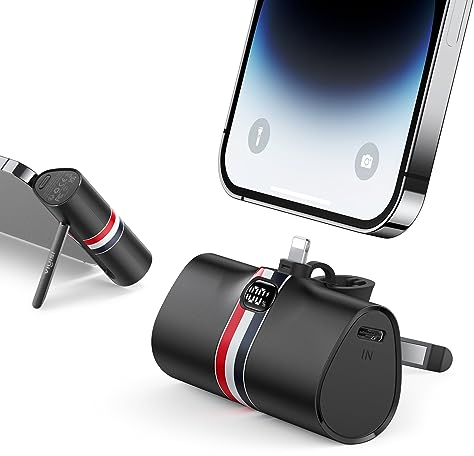 VIYISI Mini Portable Charger for iPhone, 20W Fast Charging Power Bank with Foldable Stand, Battery Pack Compatible with iPhone 14,13,13 Pro,12,12 Pro,11 Pro,XR,X,8,7,Airpods Pro (Black)