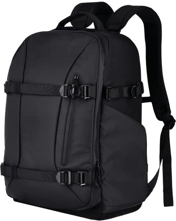 Rollei Fotoliner Ocean Pro: Großer Kamerarucksack in Schwarz aus 49 recycleten PET-Flaschen, Handgepäck-geeignet, inkl. Laptop-Fach, versetzbare Trennwände
