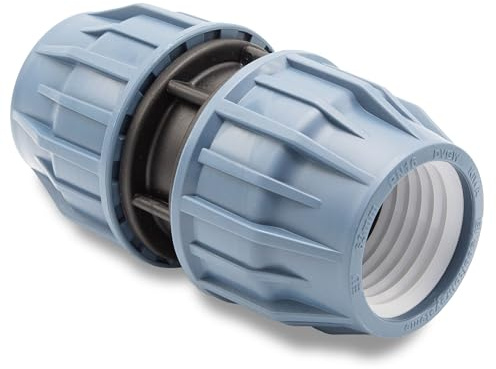 PP Kupplung I Durchgangsmuffe l 63 mm I Klemmverbinder mit 2 Anschlüssen I Klemmverschraubung I Klebe- Flexschlauchverbinder I Pool-Zubehör I Garten-Bewässerung I Druckleitung I bm306