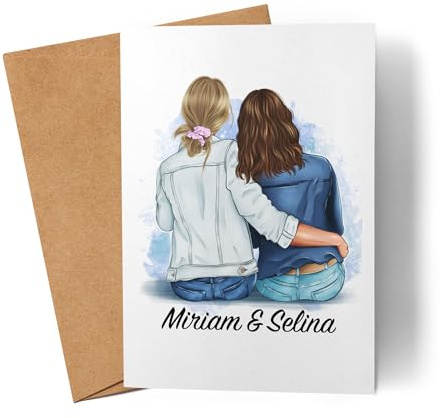 Kiddle-Design Beste Freundin Karte Personalisiert Geschenk Freundinnen Schwester Mutter Freundschaft BFF Best Friends Geburtstagskarte