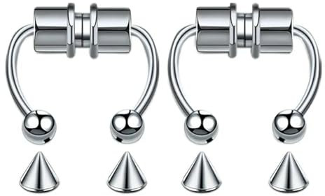 MESKEL Faux Piercing pour Femmes, 1 pièce, Anneau de Nez, Cerceau, Septum, Pince-Nez, Rock HipHoop, Aimant en Acier Inoxydable, Mode Punk, Bijoux pour Le Corps